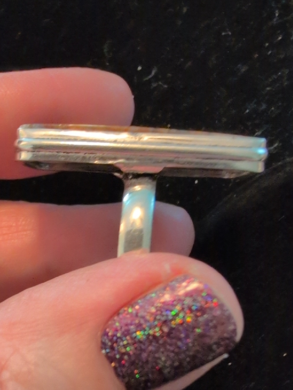 Rectangular Stick Agate Ring - Picture 4 of 9